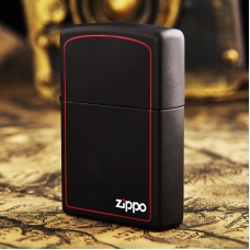 Зажигалка Zippo with Logo & Border Black Matte 218ZB