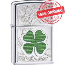 Зажигалка Zippo Shamrock Clover Engraved High Polish Chrome 24699