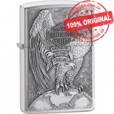 Зажигалка Zippo Harley-Davidson Eagle & Globe Emblem Brushed Chrome 200HD.H231